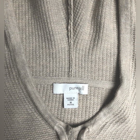 J. Jill Pure Beige Waffle Knit Pullover Hoodie Size Medium Petite - Picture 6 of 7
